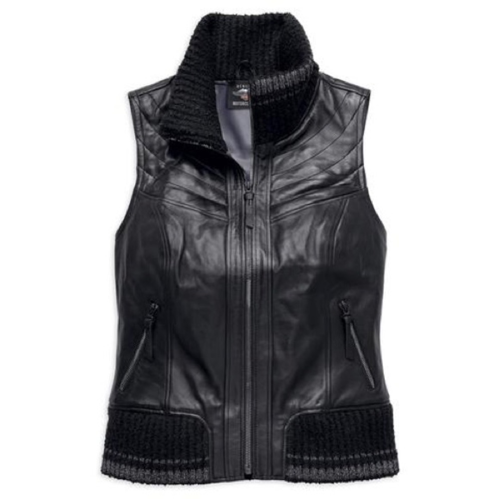 H-D Fawnridge Leather Vest w/ Satin Lining